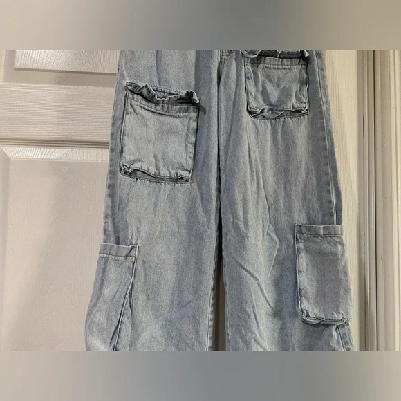 RSQ Women's Wide Leg Denim Cargo Jeans Size 26 - Picture 3 of 10